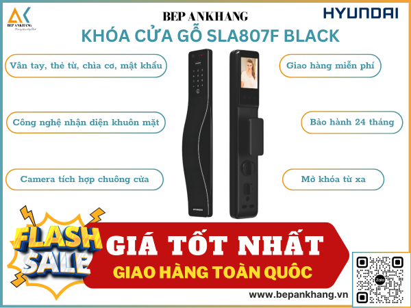 Khóa cửa gỗ thông minh HUYNDAI HY-SLA807F BLACK - Thương hiệu Hàn Quốc